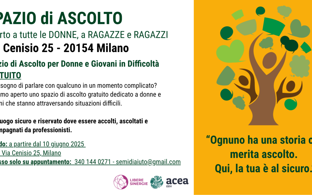 Spazio di Ascolto gratuito per donne e giovani in difficoltà