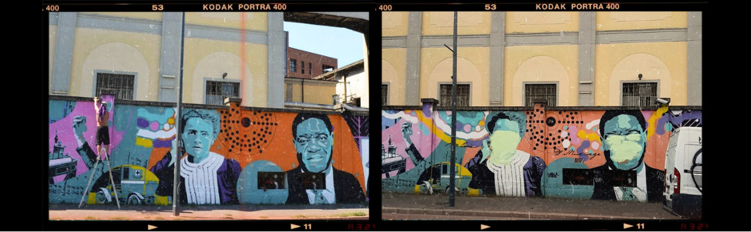Il murales di Amabilità deturpato. Il murales di Amabilità ridipinto